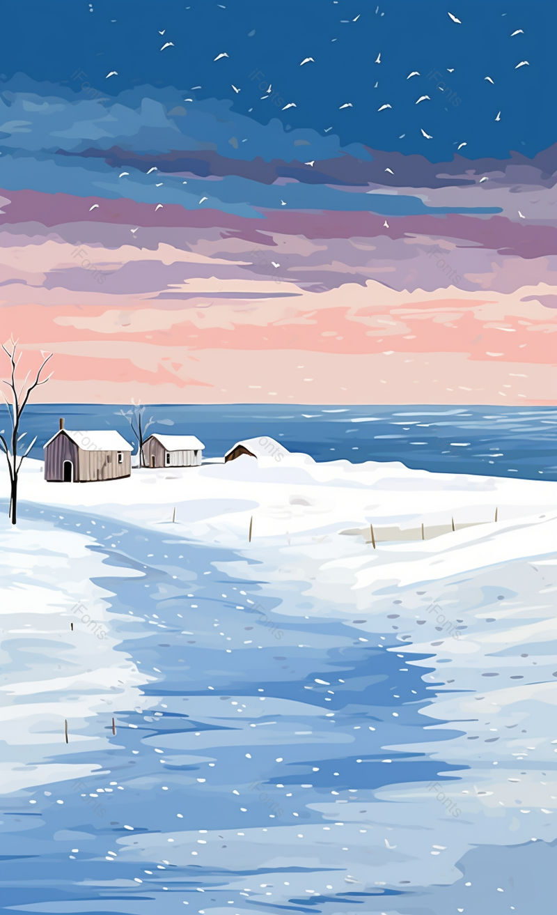 大雪纷分海边的冬天,插画/手绘图,插画/手绘图库,插画/手绘图下载,插画/手绘